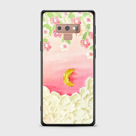 Samsung Galaxy Note 9 Cover - Floral Series - Design 7 - Pink & Yellow - HQ Ultra Shine Premium Infinity Glass Soft Silicon Borders Case