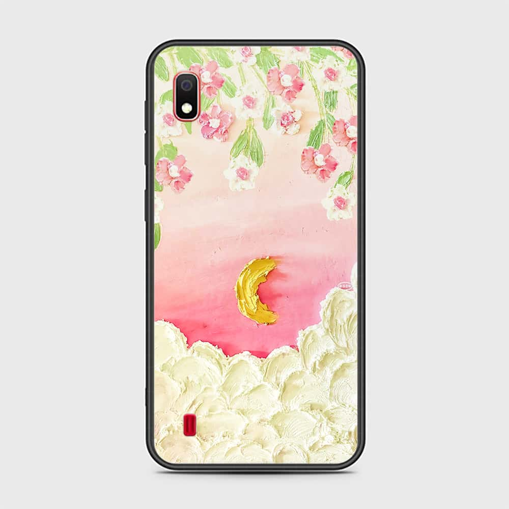 Samsung Galaxy A10 Cover - Floral Series - Design 7 - Pink & Yellow - HQ Ultra Shine Premium Infinity Glass Soft Silicon Borders Case