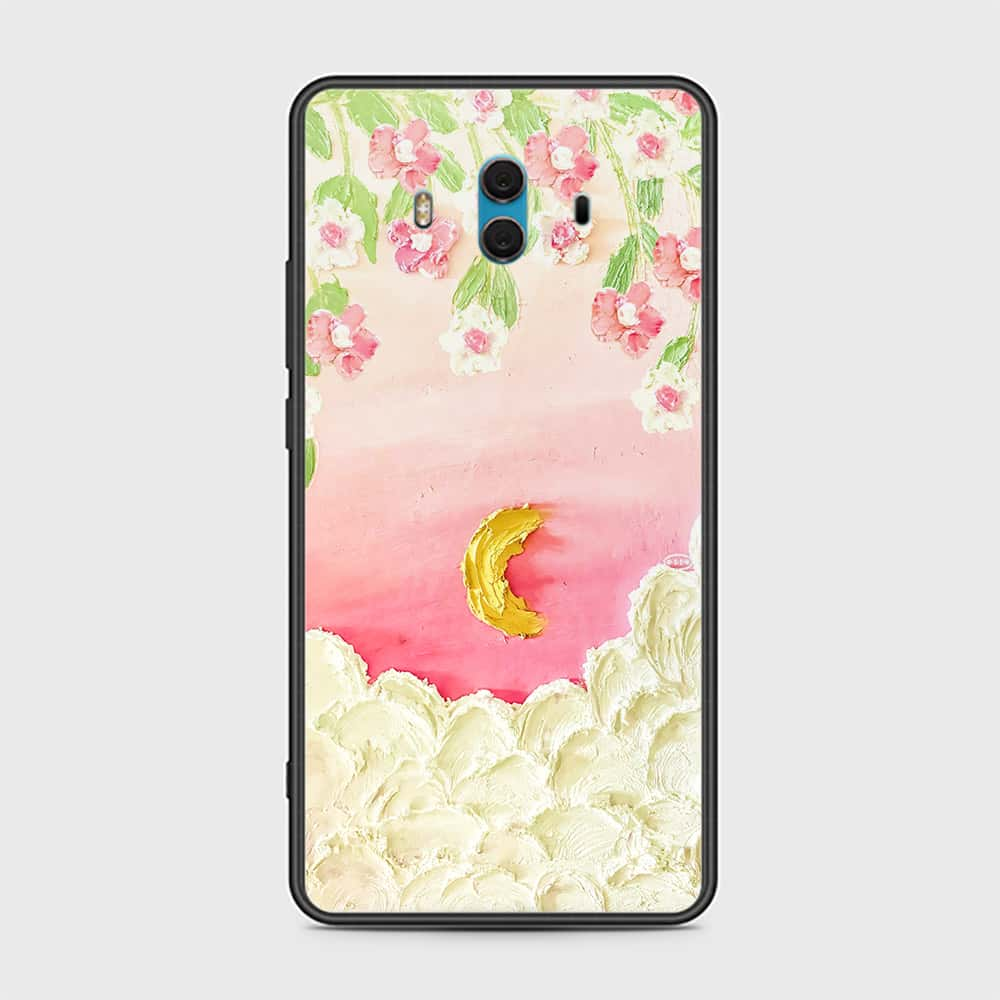 Huawei Mate 10 Cover - Floral Series - Design 7 - Pink & Yellow - HQ Ultra Shine Premium Infinity Glass Soft Silicon Borders Case