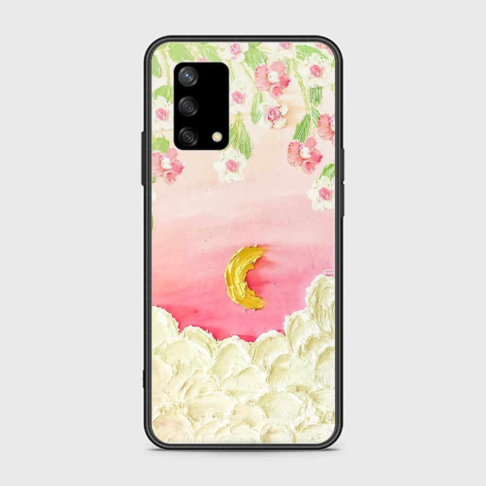 Oppo F19 Cover - Floral Series - Design 7 - Pink & Yellow - HQ Ultra Shine Premium Infinity Glass Soft Silicon Borders Case