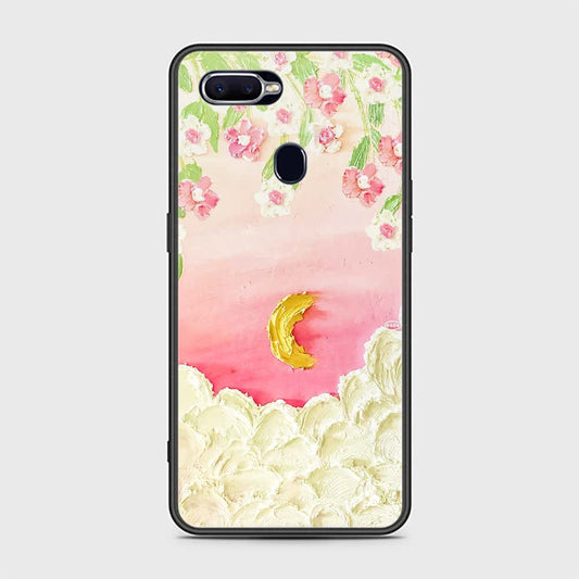 Oppo F9 Cover - Floral Series - Design 7 - Pink & Yellow - HQ Ultra Shine Premium Infinity Glass Soft Silicon Borders Case