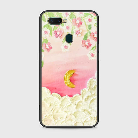 Oppo A7 Cover - Floral Series - Design 7 - Pink & Yellow - HQ Ultra Shine Premium Infinity Glass Soft Silicon Borders Case