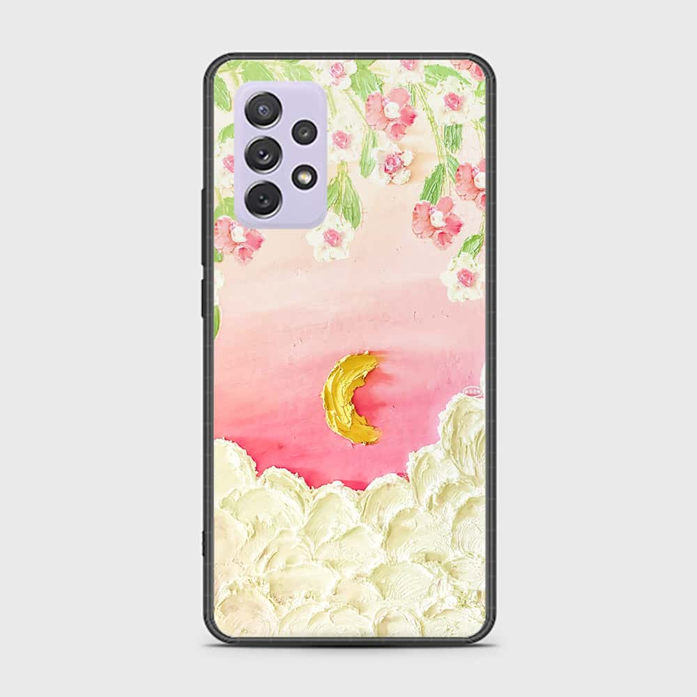 Samsung Galaxy A72 Cover - Floral Series - Design 7 - Pink & Yellow - HQ Ultra Shine Premium Infinity Glass Soft Silicon Borders Case