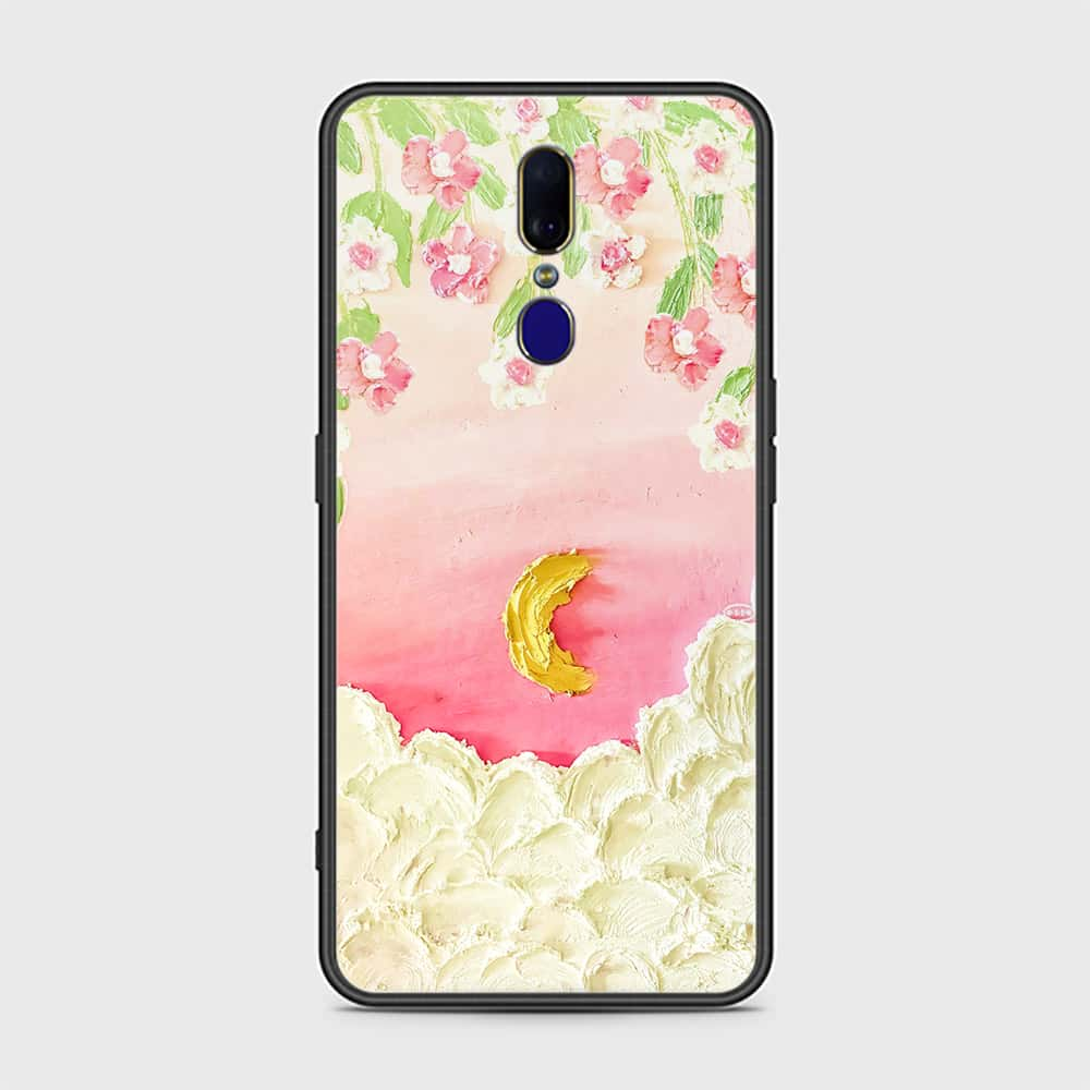 Oppo F11 Cover - Floral Series - Design 7 - Pink & Yellow - HQ Ultra Shine Premium Infinity Glass Soft Silicon Borders Case