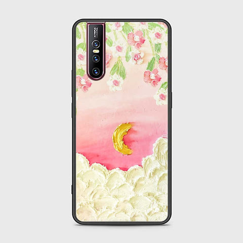 Vivo V15 Pro Cover - Floral Series - Design 7 - Pink & Yellow - HQ Ultra Shine Premium Infinity Glass Soft Silicon Borders Case