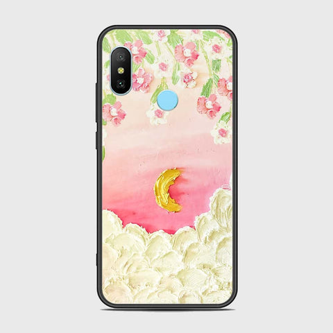 Xiaomi Redmi Note 6 Pro Cover - Floral Series - Design 7 - Pink & Yellow - HQ Ultra Shine Premium Infinity Glass Soft Silicon Borders Case