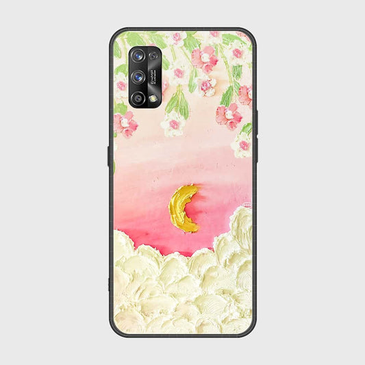 Realme 7 Pro Cover - Floral Series - Design 7 - Pink & Yellow - HQ Ultra Shine Premium Infinity Glass Soft Silicon Borders Case