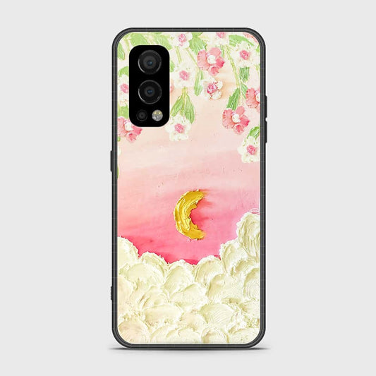 OnePlus Nord 2 Cover - Floral Series - Design 7 - Pink & Yellow - HQ Ultra Shine Premium Infinity Glass Soft Silicon Borders Case