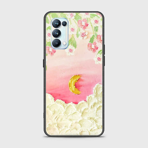 Oppo Reno 5 Pro 5G Cover - Floral Series - Design 7 - Pink & Yellow - HQ Ultra Shine Premium Infinity Glass Soft Silicon Borders Case