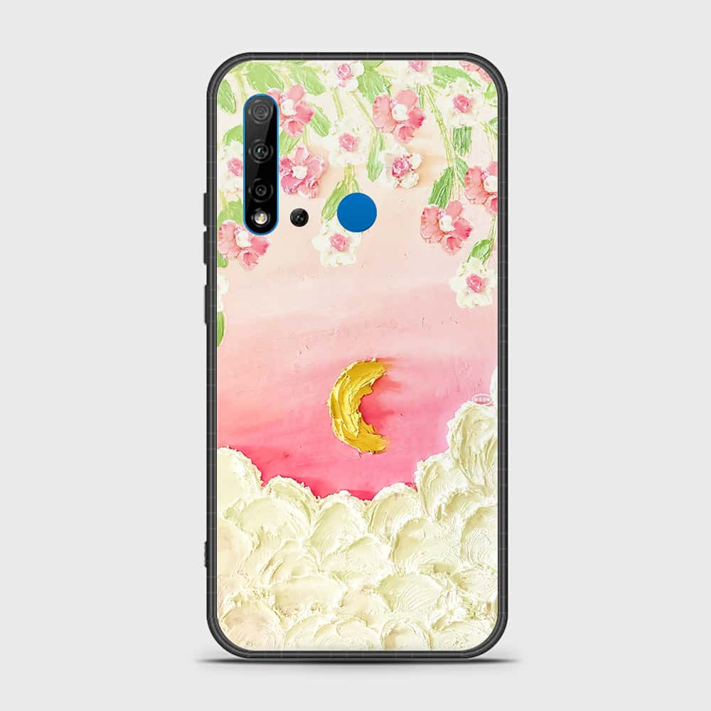 Huawei P20 Lite 2019 Cover - Floral Series - Design 7 - Pink & Yellow - HQ Ultra Shine Premium Infinity Glass Soft Silicon Borders Case