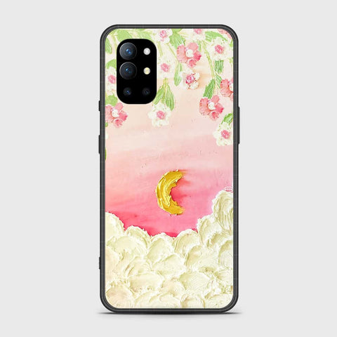 OnePlus 9R Cover - Floral Series - Design 7 - Pink & Yellow - HQ Ultra Shine Premium Infinity Glass Soft Silicon Borders Case