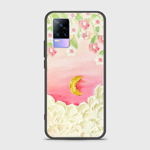 Vivo Y73 Cover - Floral Series - Design 7 - Pink & Yellow - HQ Ultra Shine Premium Infinity Glass Soft Silicon Borders Case