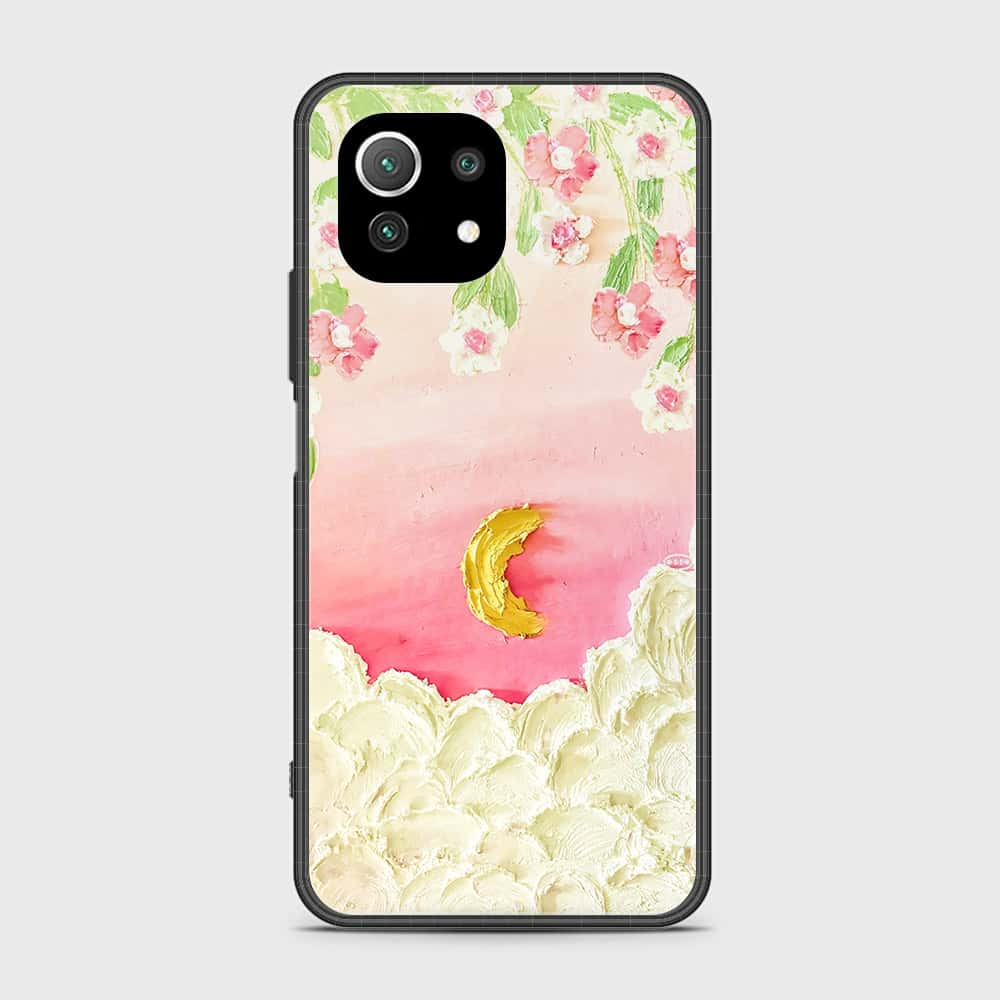 Xiaomi Mi 11 Lite Cover - Floral Series - Design 7 - Pink & Yellow - HQ Ultra Shine Premium Infinity Glass Soft Silicon Borders Case