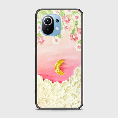 Xiaomi Mi 11 Cover - Floral Series - Design 7 - Pink & Yellow - HQ Ultra Shine Premium Infinity Glass Soft Silicon Borders Case