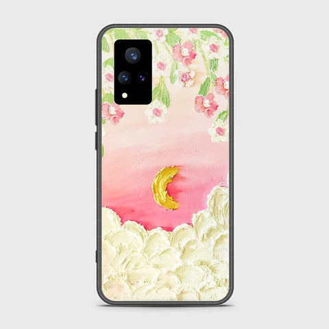 Vivo V21s Cover - Floral Series - Design 7 - Pink & Yellow - HQ Ultra Shine Premium Infinity Glass Soft Silicon Borders Case