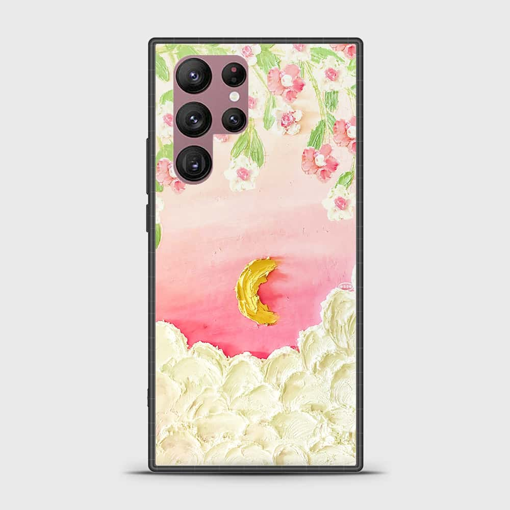 Samsung Galaxy S22 Ultra 5G Cover - Floral Series - Design 7 - Pink & Yellow - HQ Ultra Shine Premium Infinity Glass Soft Silicon Borders Case