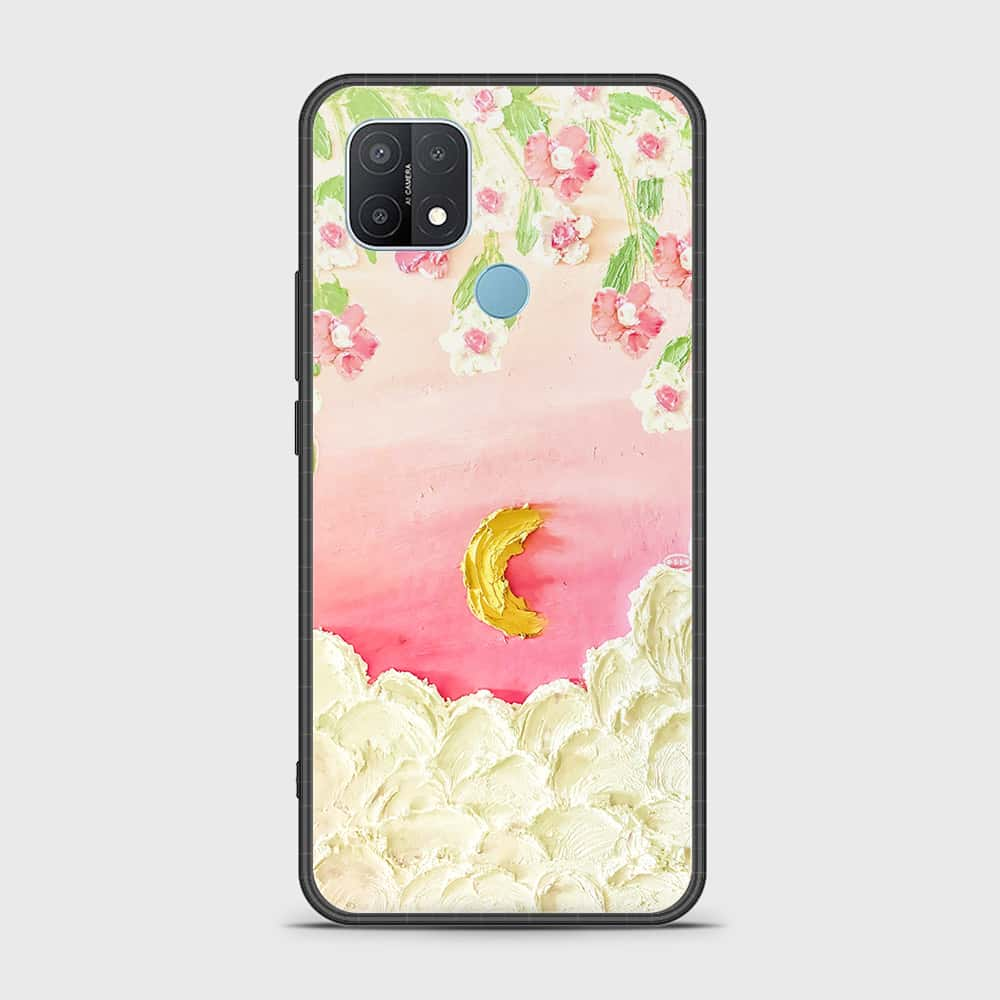 Oppo A15 Cover - Floral Series - Design 7 - Pink & Yellow - HQ Ultra Shine Premium Infinity Glass Soft Silicon Borders Case