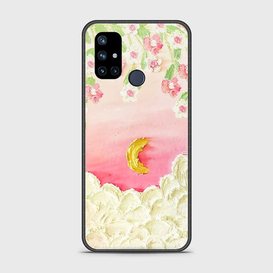 OnePlus Nord N10 5G Cover - Floral Series - Design 7 - Pink & Yellow - HQ Ultra Shine Premium Infinity Glass Soft Silicon Borders Case