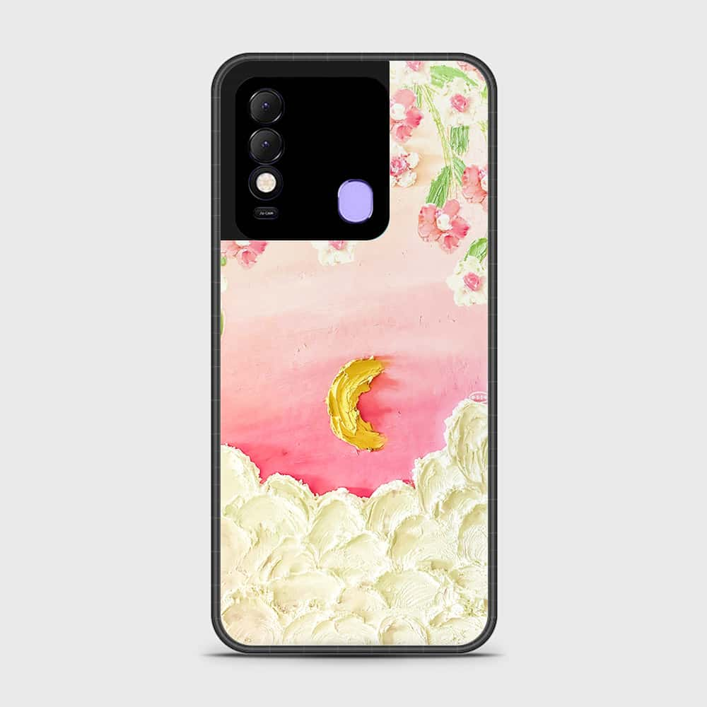 Tecno Spark 8 Cover - Floral Series - Design 7 - Pink & Yellow - HQ Ultra Shine Premium Infinity Glass Soft Silicon Borders Case