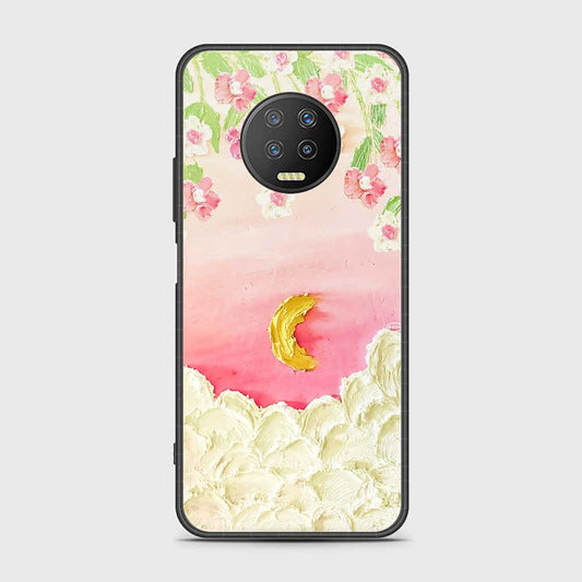 Infinix Note 7 Cover - Floral Series - Design 7 - Pink & Yellow - HQ Ultra Shine Premium Infinity Glass Soft Silicon Borders Case