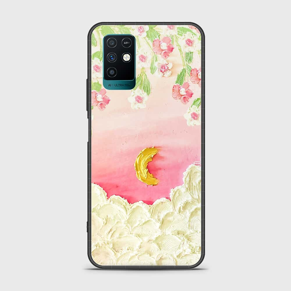 Infinix Note 10 Cover - Floral Series - Design 7 - Pink & Yellow - HQ Ultra Shine Premium Infinity Glass Soft Silicon Borders Case