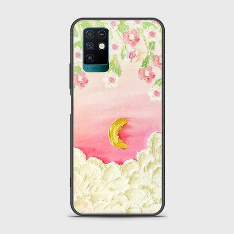 Infinix Note 10 Cover - Floral Series - Design 7 - Pink & Yellow - HQ Ultra Shine Premium Infinity Glass Soft Silicon Borders Case