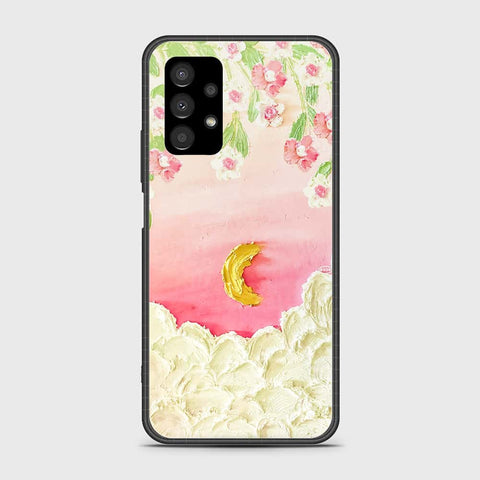 Samsung Galaxy A13 Cover - Floral Series - Design 7 - Pink & Yellow - HQ Ultra Shine Premium Infinity Glass Soft Silicon Borders Case