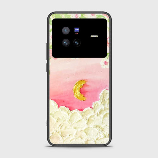 Vivo X80 Cover - Floral Series - Design 7 - Pink & Yellow - HQ Ultra Shine Premium Infinity Glass Soft Silicon Borders Case