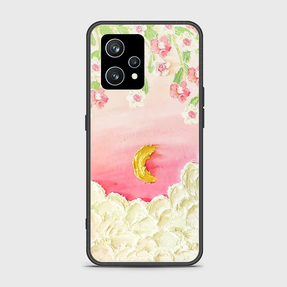 Realme 9 4G Cover - Floral Series - Design 7 - Pink & Yellow - HQ Ultra Shine Premium Infinity Glass Soft Silicon Borders Case