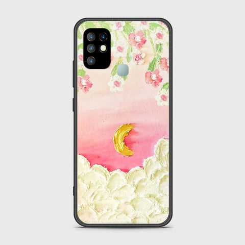 Infinix Hot 10 Cover - Floral Series - Design 7 - Pink & Yellow - HQ Ultra Shine Premium Infinity Glass Soft Silicon Borders Case