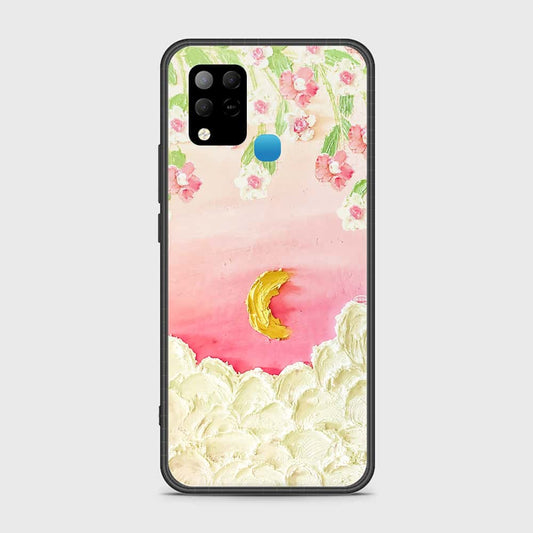 Infinix Hot 10T Cover - Floral Series - Design 7 - Pink & Yellow - HQ Ultra Shine Premium Infinity Glass Soft Silicon Borders Case