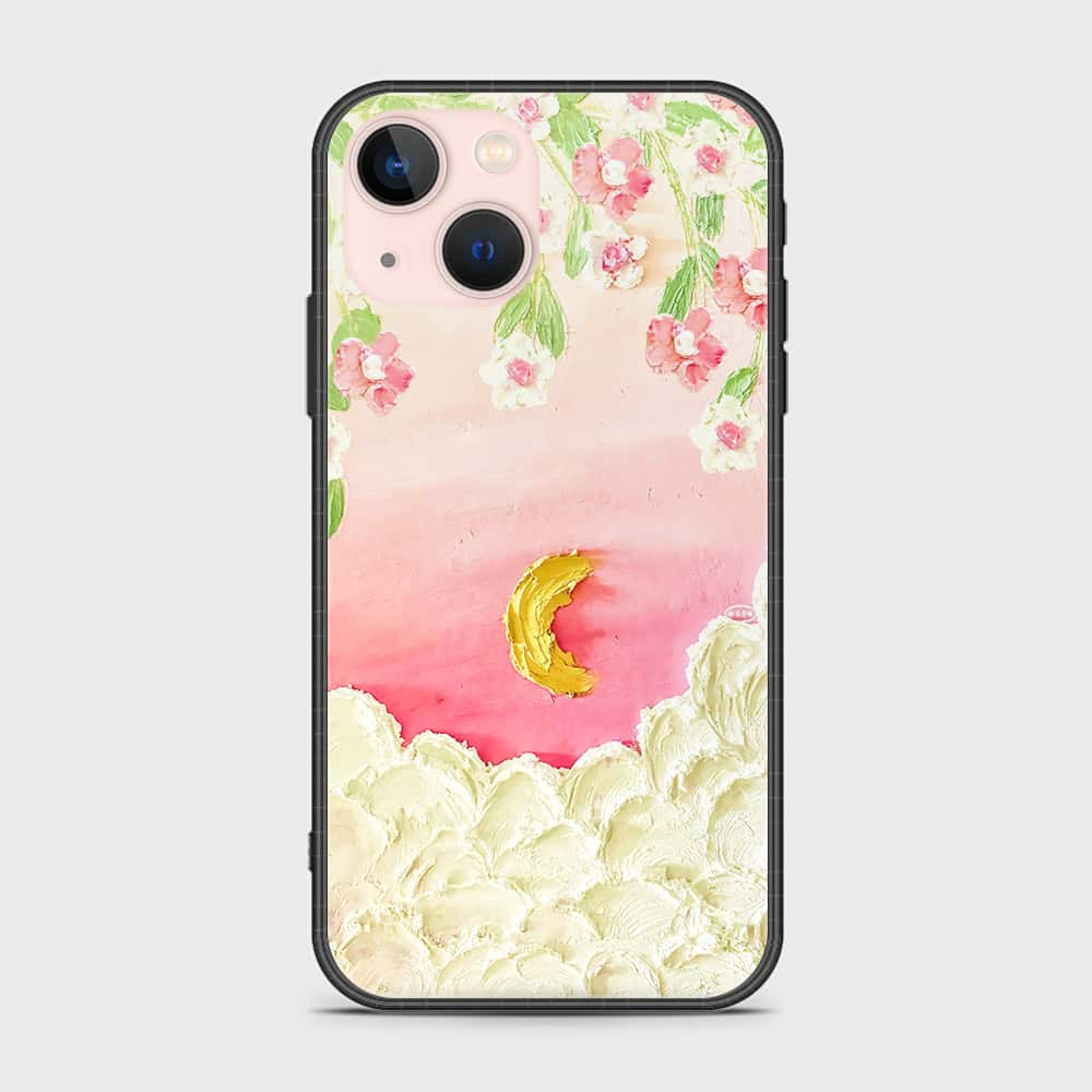 iPhone 14 Plus Cover - Floral Series - Design 7 - Pink & Yellow - HQ Ultra Shine Premium Infinity Glass Soft Silicon Borders Case