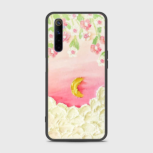 Realme 6 Cover - Floral Series - Design 7 - Pink & Yellow - HQ Ultra Shine Premium Infinity Glass Soft Silicon Borders Case