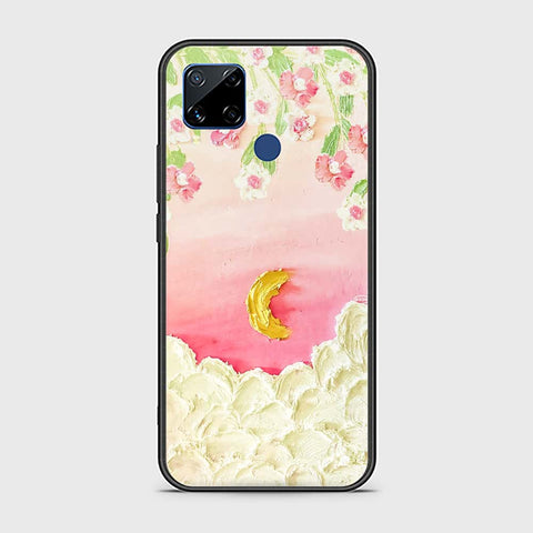 Realme C15 Cover - Floral Series - Design 7 - Pink & Yellow - HQ Ultra Shine Premium Infinity Glass Soft Silicon Borders Case