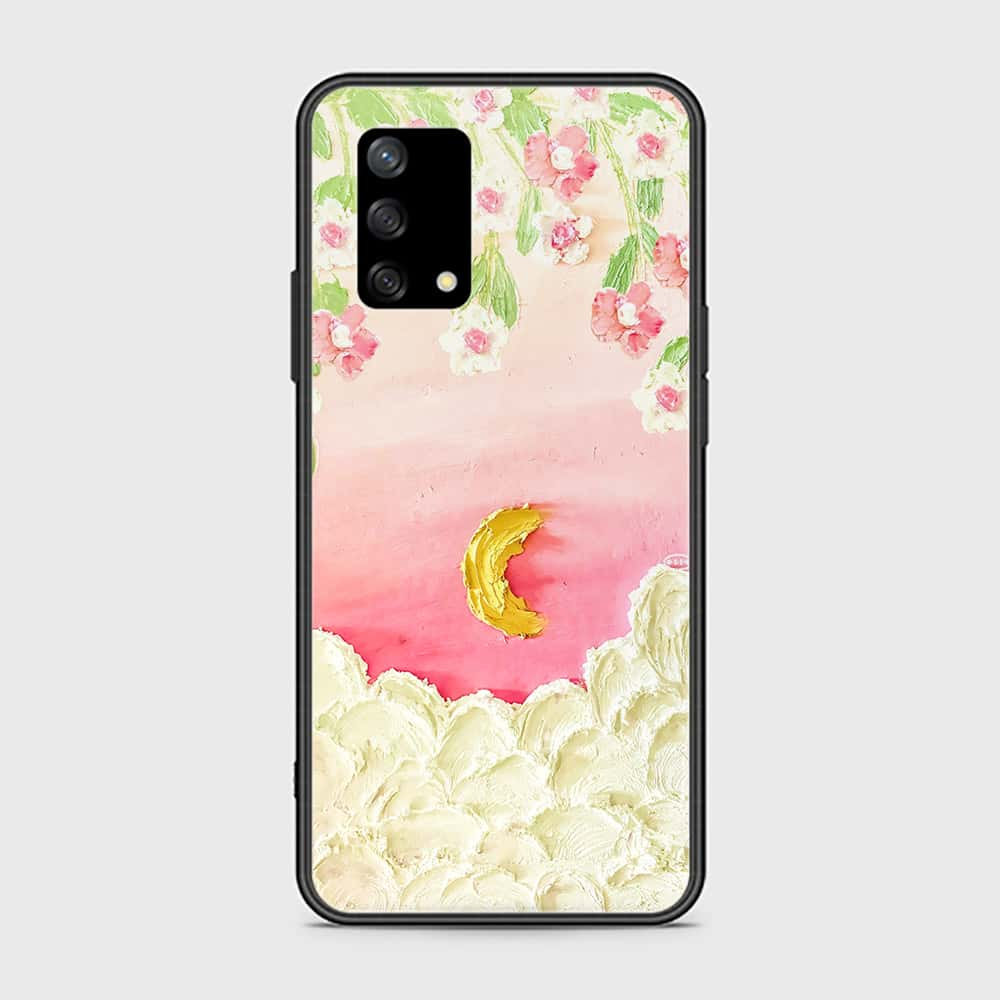 Oppo A74 Cover - Floral Series - Design 7 - Pink & Yellow - HQ Ultra Shine Premium Infinity Glass Soft Silicon Borders Case