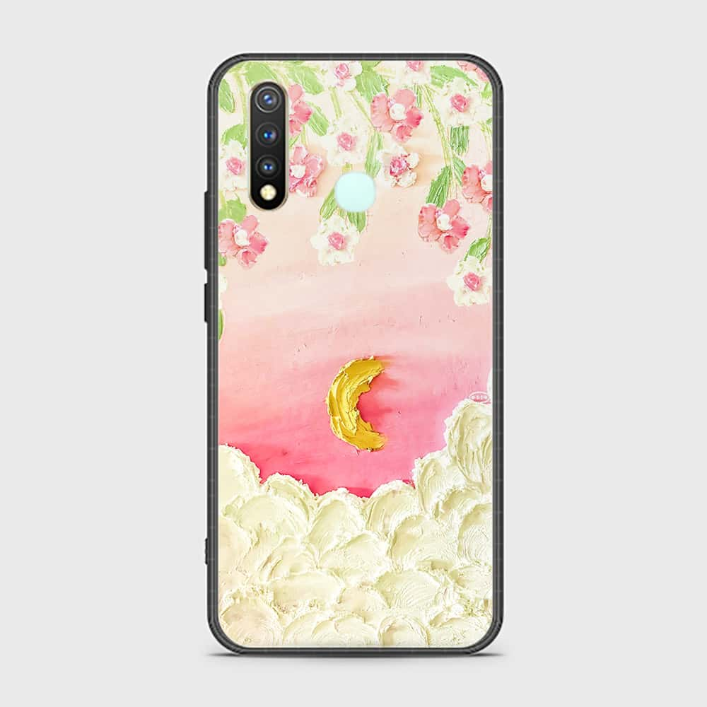 Vivo Y19 Cover - Floral Series - Design 7 - Pink & Yellow - HQ Ultra Shine Premium Infinity Glass Soft Silicon Borders Case