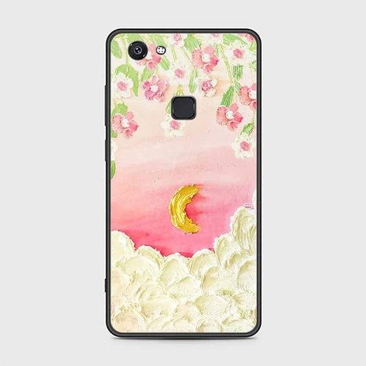 Vivo V7 Cover - Floral Series - Design 7 - Pink & Yellow - HQ Ultra Shine Premium Infinity Glass Soft Silicon Borders Case