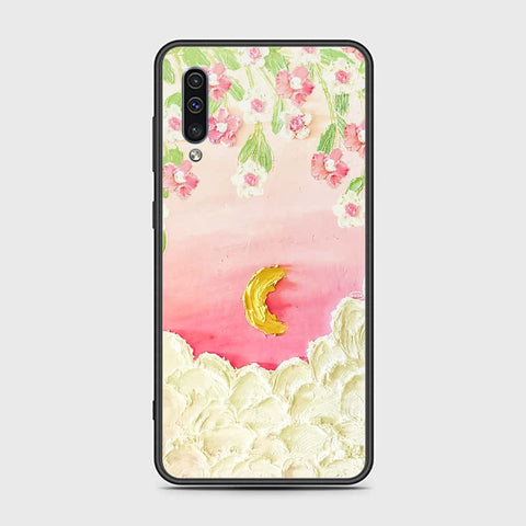 Samsung Galaxy A30s Cover - Floral Series - Design 7 - Pink & Yellow - HQ Ultra Shine Premium Infinity Glass Soft Silicon Borders Case