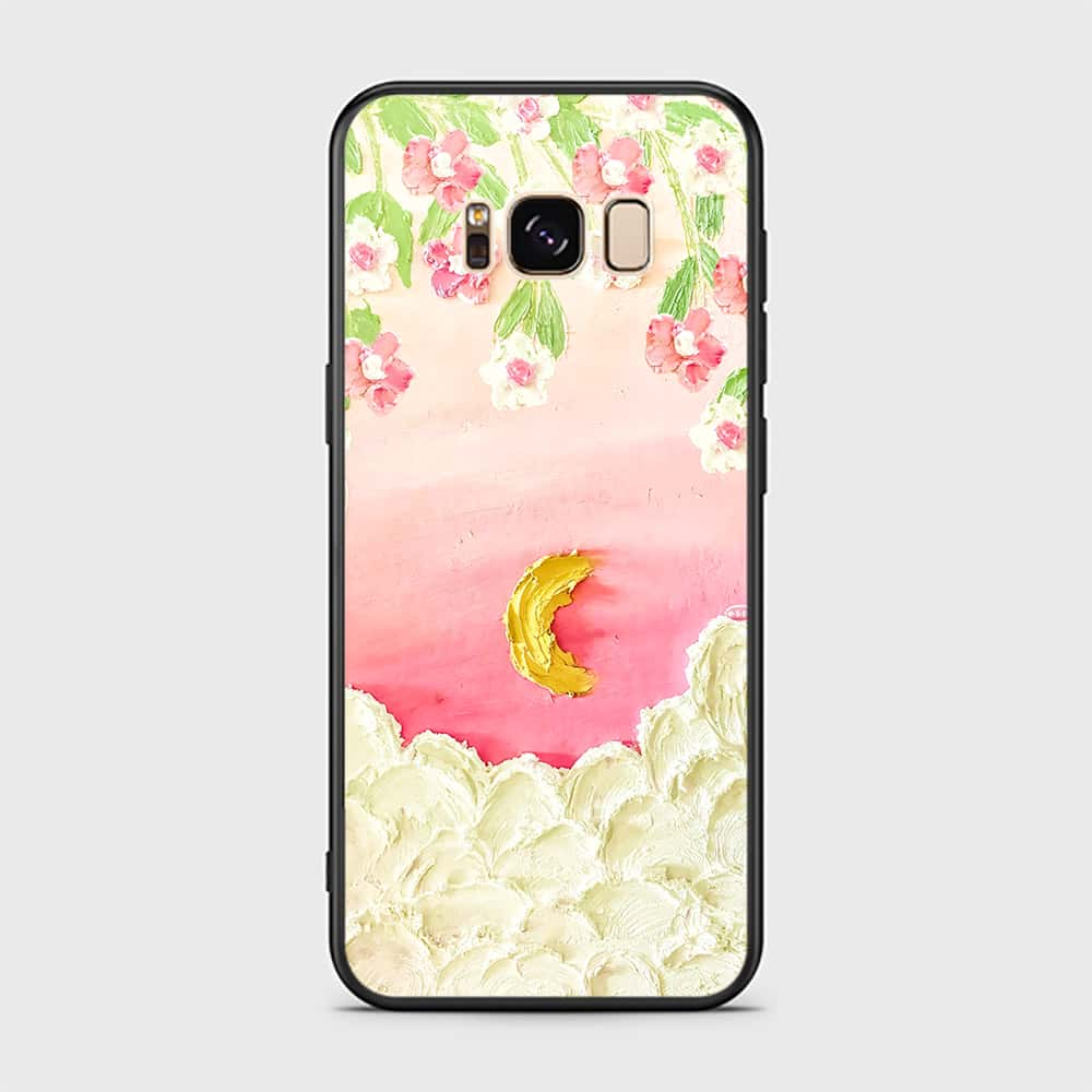 Samsung Galaxy S8 Cover - Floral Series - Design 7 - Pink & Yellow - HQ Ultra Shine Premium Infinity Glass Soft Silicon Borders Case