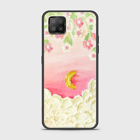 Oppo F17 Cover - Floral Series - Design 7 - Pink & Yellow - HQ Ultra Shine Premium Infinity Glass Soft Silicon Borders Case