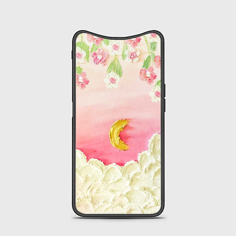 Oppo Find X Cover - Floral Series - Design 7 - Pink & Yellow - HQ Ultra Shine Premium Infinity Glass Soft Silicon Borders Case