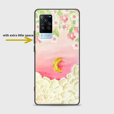 Vivo X60 Pro Cover - Floral Series - Design 7 - Pink & Yellow - HQ Ultra Shine Premium Infinity Glass Soft Silicon Borders Case