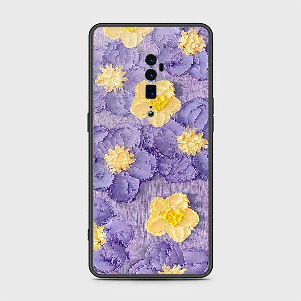 Oppo Reno 10x Zoom Cover - Floral Series - Design 8 - Pink & Yellow - HQ Ultra Shine Premium Infinity Glass Soft Silicon Borders Case