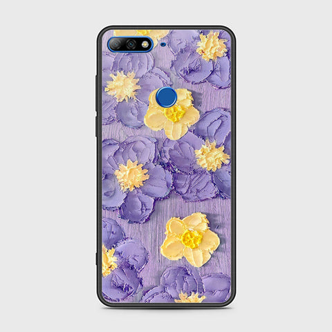 Y7 2018 Cover - Floral Series - Design 8 - Pink & Yellow - HQ Ultra Shine Premium Infinity Glass Soft Silicon Borders Case