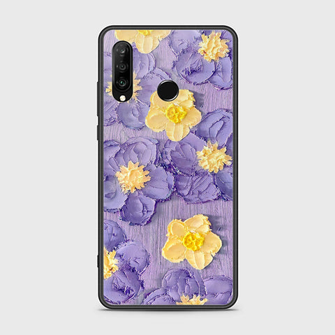 Huawei P30 lite Cover - Floral Series - Design 8 - Pink & Yellow - HQ Ultra Shine Premium Infinity Glass Soft Silicon Borders Case