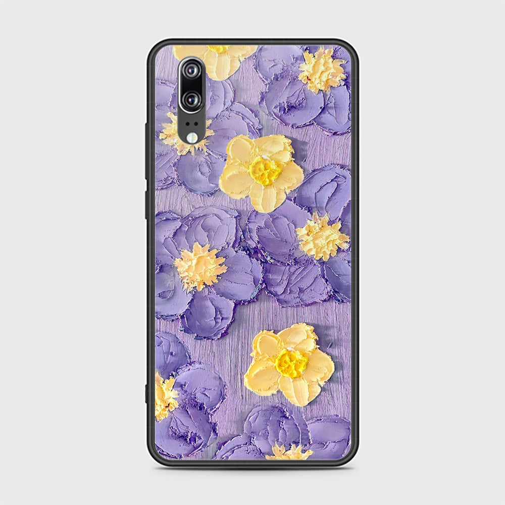 Huawei P20 Cover - Floral Series - Design 8 - Pink & Yellow - HQ Ultra Shine Premium Infinity Glass Soft Silicon Borders Case