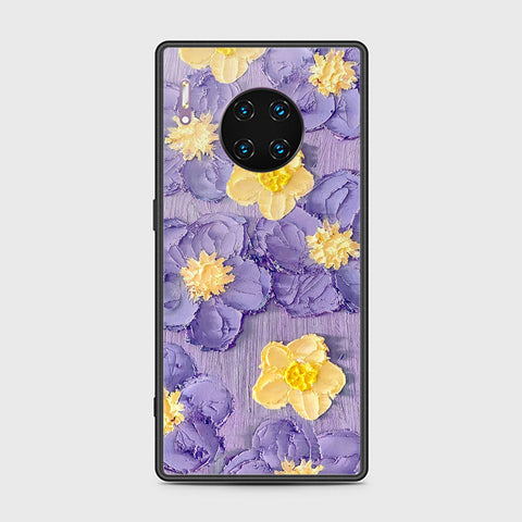 Huawei Mate 30 Pro Cover - Floral Series - Design 8 - Pink & Yellow - HQ Ultra Shine Premium Infinity Glass Soft Silicon Borders Case