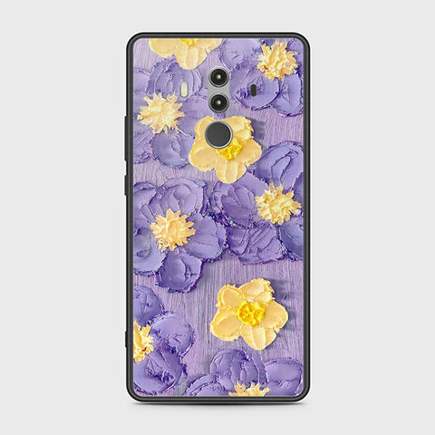 Huawei Mate 10 Pro Cover - Floral Series - Design 8 - Pink & Yellow - HQ Ultra Shine Premium Infinity Glass Soft Silicon Borders Case