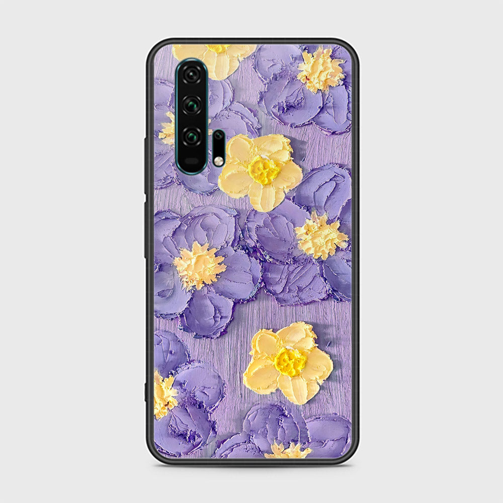 Honor 20 Pro Cover - Floral Series - Design 8 - Pink & Yellow - HQ Ultra Shine Premium Infinity Glass Soft Silicon Borders Case