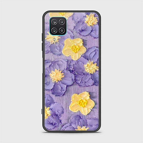 Samsung Galaxy A12 Cover - Floral Series - Design 8 - Pink & Yellow - HQ Ultra Shine Premium Infinity Glass Soft Silicon Borders Case